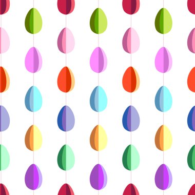Easter seamless pattern with hanging  eggs cut from paper.  Endless texture for your design, greeting cards, announcements, posters.