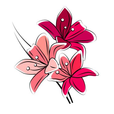 Stylized red lily isolated on white background