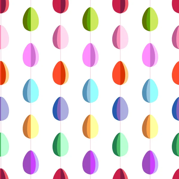 Easter seamless pattern with hanging  eggs cut from paper.  Endless texture for your design, greeting cards, announcements, posters. — 图库矢量图片