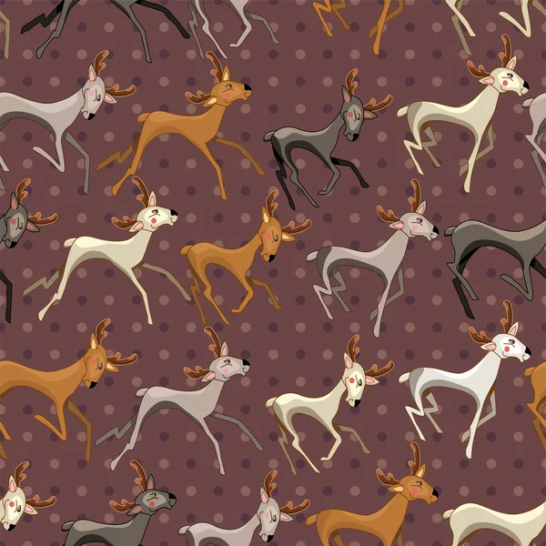 Seamless vintage dark brown pattern with galloping deers. Endless texture for your design, announcements, greeting cards, postcards, posters. — Stok Vektör