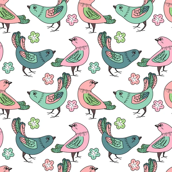 Seamless pattern with  stylized birds.  For your design, greeting cards, announcements, posters, fabrics. — Stockový vektor