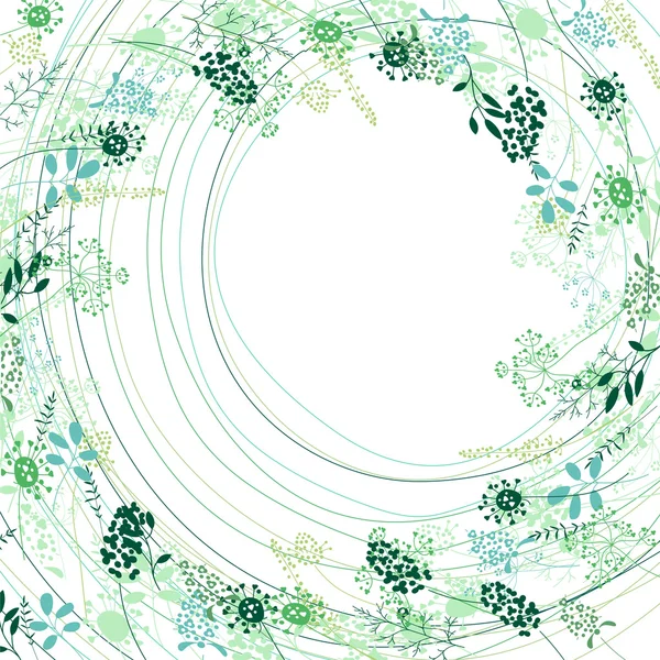 Modèle carré abstrait floral avec des herbes et des plantes stylisées. Silhouette des plantes . — Image vectorielle