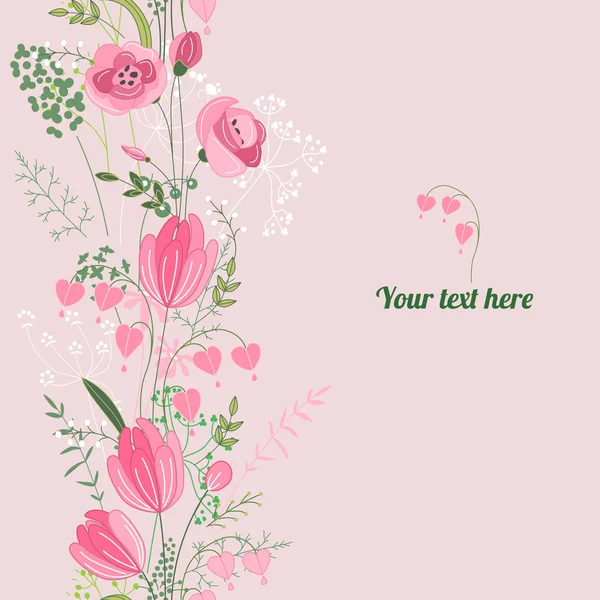 Floral spring template. For romantic design, announcements, postcards, posters. — Stok Vektör