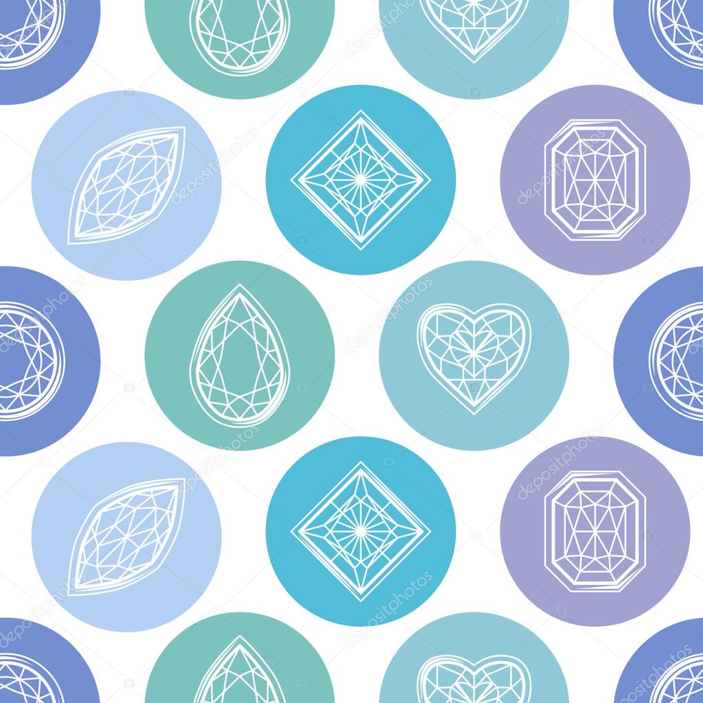 Seamless pattern with contour diamonds. Blue and white color. Endless texture for your design, romantic greeting cards, announcements, fabrics.