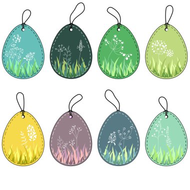 Set with floral  tags.Labels  for spring design, announcements, greeting cards, posters, advertisement.
