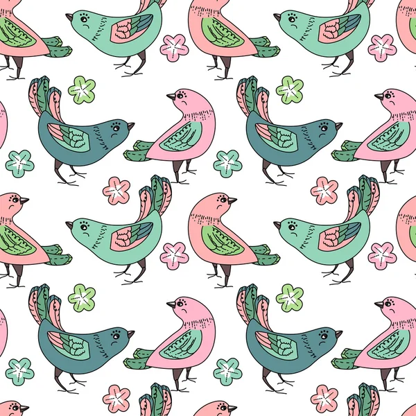 Seamless pattern with  stylized birds.  For your design, greeting cards, announcements, posters, fabrics. — Wektor stockowy