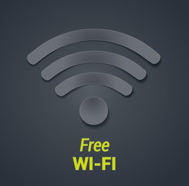 Wi-fi simge vektör çizim. Ücretsiz wi-fi etkin nokta sembolü