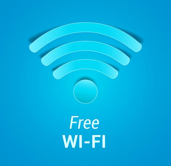 Signo de conexión Wi-Fi gratuita sobre fondo azul. Icono de Wi-Fi — Vector de stock