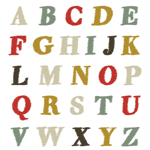 ABC instellen Krabbel stijl. Retro hand getrokken alfabet set. vector — Stockvector