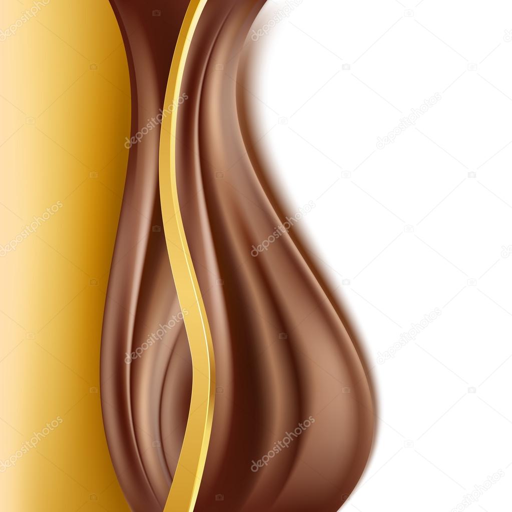chocolate with gold border background. creamy abstract backgorun
