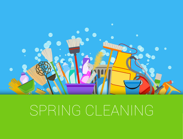 Весенняя очистка фона. Комплект чистящих средств
