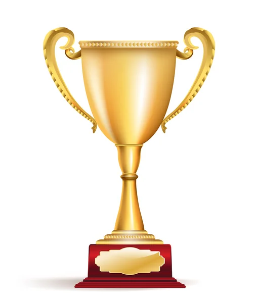 Gyllene trofé cup award på vitt. Vektor — Stock vektor