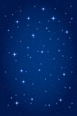 Gece yıldızlı arka plan. Vektör dikey tasarım şablonu