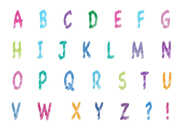 Alfabeto definido com efeito de rabiscos escovados no branco. Letras maiúsculas — Vetor de Stock