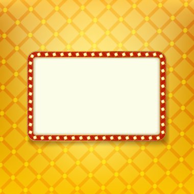 Parlayan ışık afiş. Retro altın çerçeve neon ışıkları ile