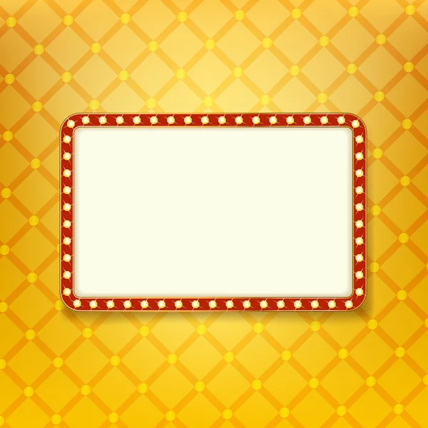 Parlayan ışık afiş. Retro altın çerçeve neon ışıkları ile