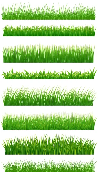 緑の草の境界線は白に設定します。ベクトル図 — ストックベクタ