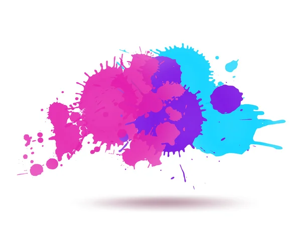 Paarse en blauwe kleur inkt transparante blots abstracte samenstelling — Stockvector