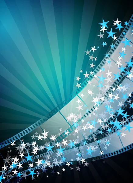 Kino vertikalen abstrakten Hintergrund mit Filmstreifen, fliegenden sta — Stockvektor