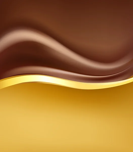 Chocolate creamy abstract backgorund with gold border.  folding — Wektor stockowy