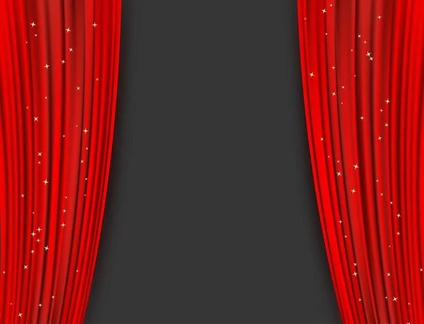 Rideaux de théâtre rouge avec des paillettes. fond abstrait avec oper — Image vectorielle