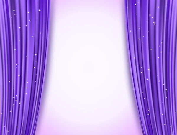 Violet theater curtains with glitter. abstract background with o — Stock Vector