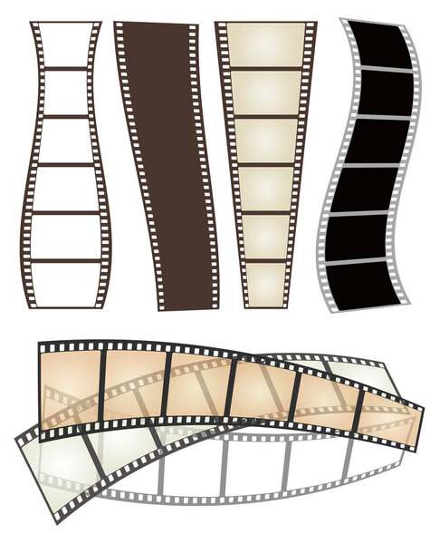 set of various types and forms of film strips on white for Your 