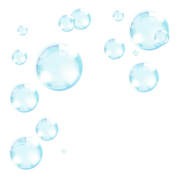 Blue soap bubbles abstract background — Stock Vector