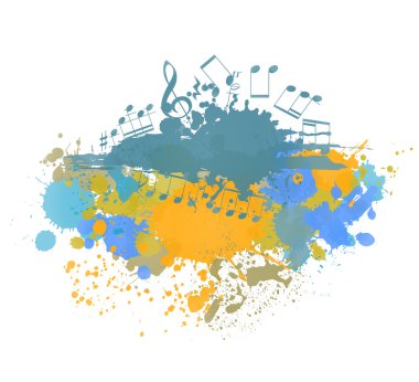 nota arka plan ile renk mürekkep lekesi. vektör illustrati