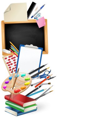 Not Defteri sayfaları, renkli kalemler ile küçük yazı tahtası sınır