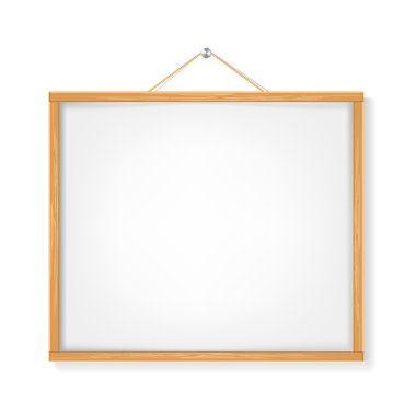 ahşap çerçeve ile beyaz lacard beyaz astı. vektör