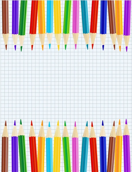 Sheet of paper with color pencils row borders. vector — Stock Illustration Sheet of paper with color pencils row borders. vector Vector Graphics