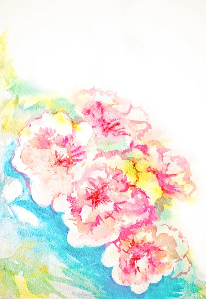 Akwarela ręcznie malowane kwiaty streszczenie tło — Zdjęcie stockowe
