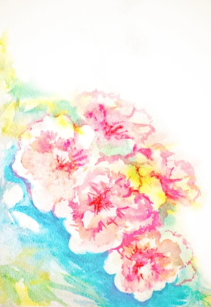 Watercolor hand painted abstract flowers background — Stock Photo, Image