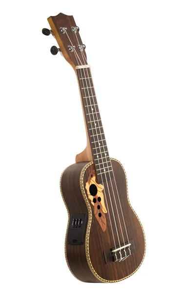Hnědé ukulele izolovaných na bílém pozadí — Stock fotografie