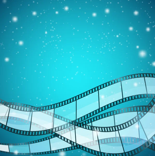 Σινεμά φόντο με ταινίες φιλμ πάνω από μπλε φόντο με Str — Διανυσματικό Αρχείο