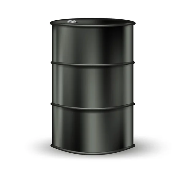 Black metallic oil barrel on white. vector illustration — Stock Vector