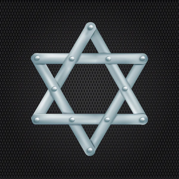 Metallic Star of David on grid background. vector illustration — Stock Vector