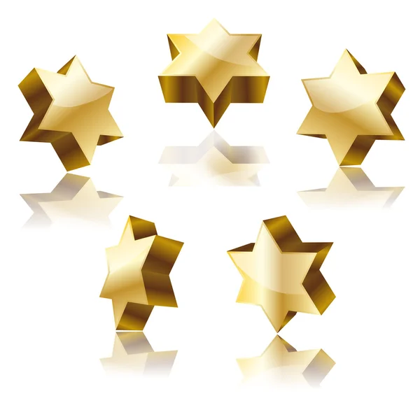 Set aus goldenem Stern von David auf Weiß. Vektorillustration — Stockvektor