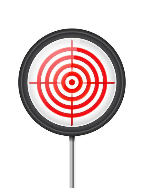 Μεταλλικό κόκκινο σύμβολο στόχου σε λευκό. απεικόνιση διανύσματος — Διανυσματικό Αρχείο