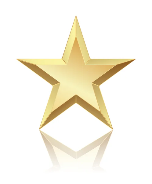 Abstrato estrela dourada com reflexão sobre branco — Vetor de Stock