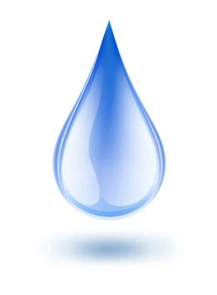 Símbolo de agua gota de color azul con sombra sobre blanco. vector illust — Vector de stock