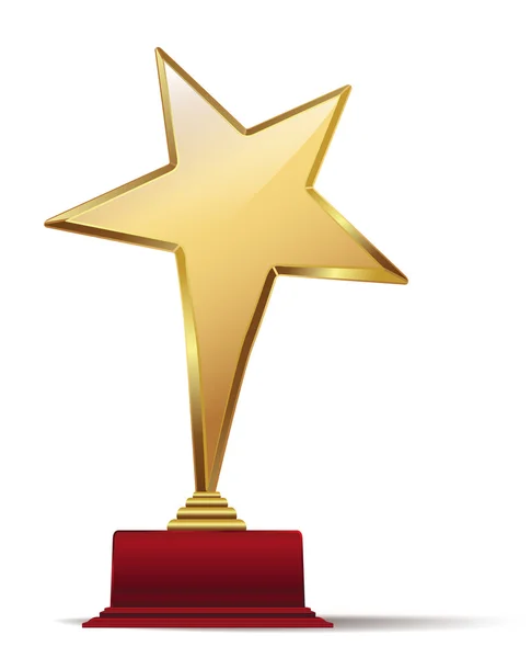 Golden star award on red base. vector illustration — Stock Vector