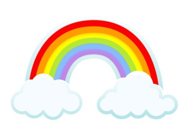 bulutlar ve rainbow ile arka plan. vektör