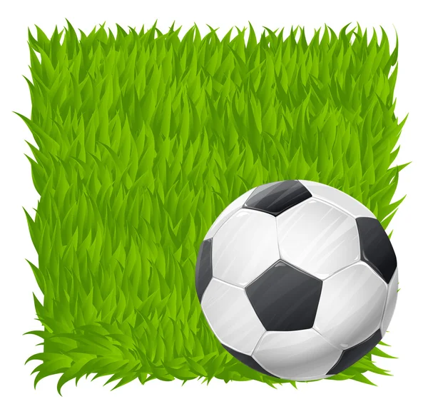 Soccer ball on grass field background. football theme vector ill — Stock Vector