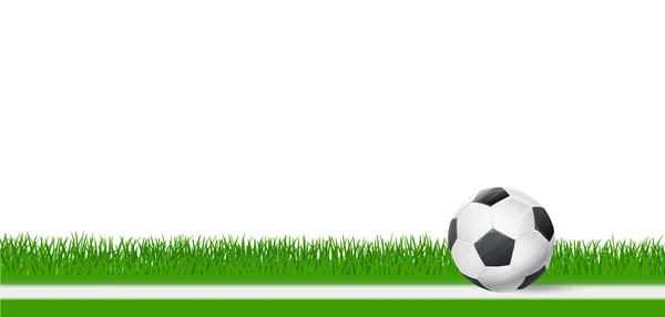 Ballon de football sur herbe verte sur fond blanc. vecto — Image vectorielle