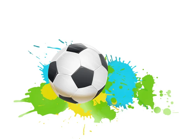 Pelota de fútbol en color salpica composición. ilustración vectorial — Vector de stock