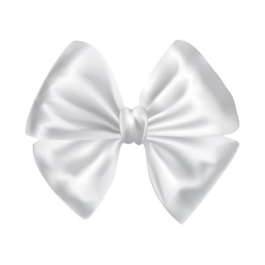 ipeksi yay şerit beyaz arka plan üzerinde beyaz. tatil hediye sembolü