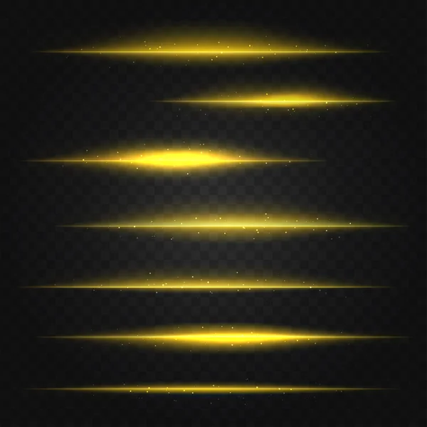 组的向量金黄色镜头耀斑在透明背景上 — 图库矢量图片