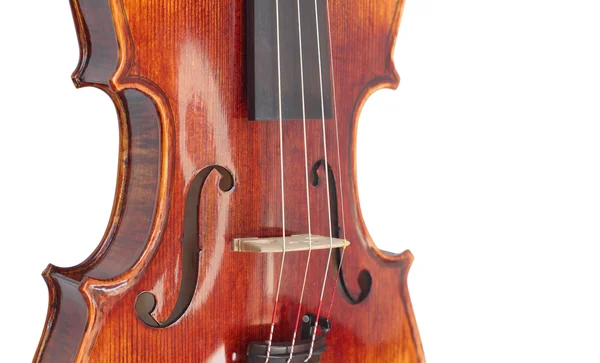 Violin close-up photo isolated on white — Stock Photo, Image